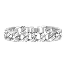 HH Bling Empire 14K Gold and Silver Bracelets Diamond Tennis and Cuban Link Bracelet for Men Women Hip Hop Jewelry (14mm Cuban-Silver-7.5")