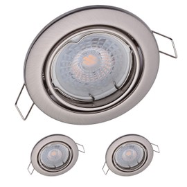 3 x Octaplex recessed luminaires swivelling Dijon with Nice LED module 4.8 W 230 V 4000 K 380 lm neutral white 110° recessed spotlight brushed stainless steel hole size 68 mm