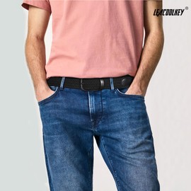LEACOOLKEY Stretch Belt for Men, Elastic Braided Belt for Men, Casual Belt, Golf Belt for Jeans