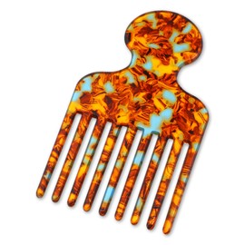 Hair Pick Comb, Acetate Hair Picks for Women, Long Tooth Hair Comb, Wide Tooth Comb for Curls, Detangling Lifting Comb, Hair Styling Tool, 4.8 Inches, Brown