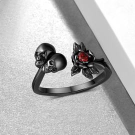 qielizhu Skull Rings for Women 925 Sterling Silver Gothic Skull Rings Skull Jewelry Gifts for Women Men