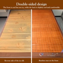 Foldable Double Sided Bamboo mat for Bed, Breathable Carbonized Bamboo Summer Sleeping Mat, Double-Sided Cooling Bed Sheet Air Conditioning Mat | Bedroom Essential for Summer Sleeping (Full)