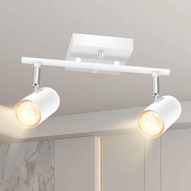 BoostArea 2-Light Track Lighting Kit, LED Track Lighting with GU10 Socket, Flexibly Rotatable Light Heads, Modern Track Lighting Fixtures Ceiling for Kitchen, Bedroom, Living Room, Bulb Not Included