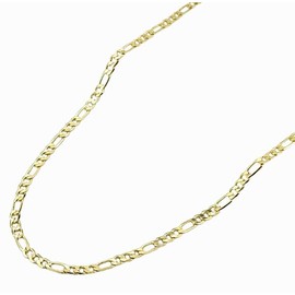 IMPRESSIVE 14K Gold Plated Figaro Link Chain 20 Inch Necklace 3MM Jewelry For Men and Women. Cadena de Oro Laminado Collar Para Hombre Mujer, One size, Gold Plated Alloy, No Gemstone