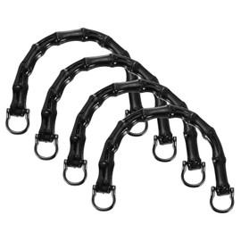PATIKIL Bamboo Purse Handles, 4 Pcs U-Shaped Replacement Handmade Handbag Handles with Metal Buckle for Tote Bag Purse Making Decorations, Black