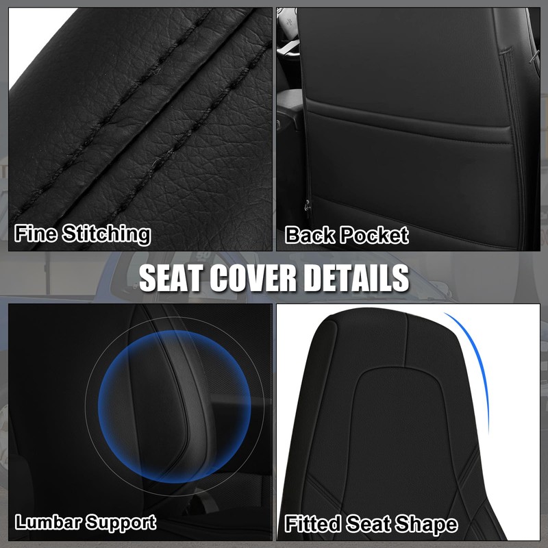 SAPUBK Custom-Fit Front Seat Covers with Back Pocket Replace for