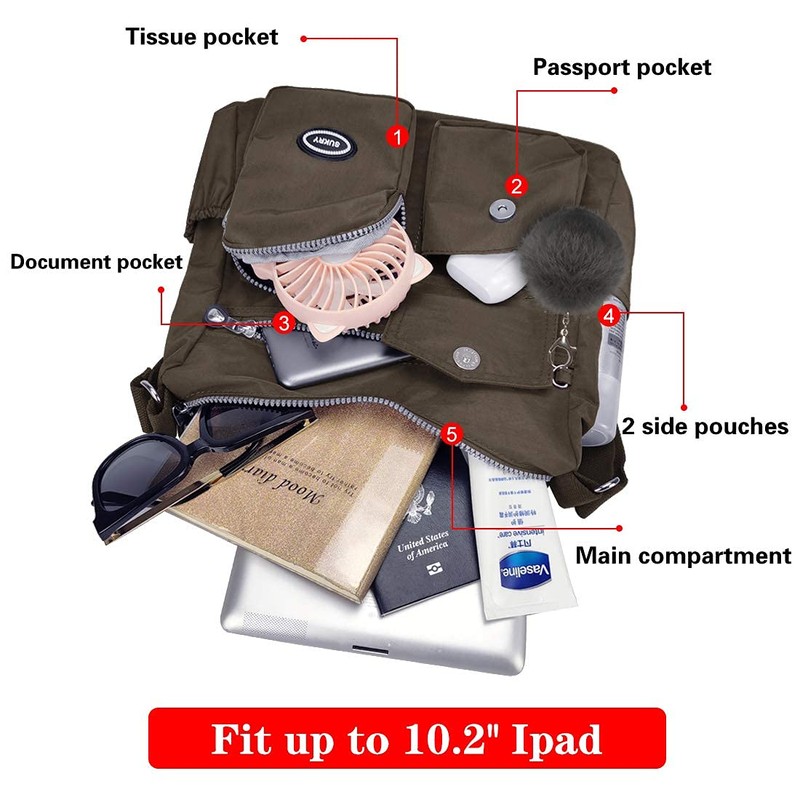 SUKRY Nylon Crossbody Bag for Women with Anti theft RFID