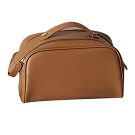 Cosmetic Bag Large Capacity Makeup Bag Double Zipper Portable Travel Toiletry Bag Brown