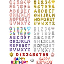 Ealimun Letter Balloons, Approx. 15.7 inches (40 cm), English Alphabet, Numbers, Hearts, Stars, For Birthdays, Weddings, Parties, Events (Letter A, Rose Gold)