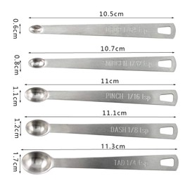 5 Pieces Stainless Steel Measuring Spoons Set，Metal Measuring Spoons for Dry or Liquid Spice Sugar, Teaspoons for Home and Office