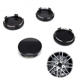 0XBIT Hub Caps, 60 mm, Pack of 4 Black Wheel Hub Caps, DIY Hub Caps, Rim Caps, Suitable for Hub Caps with Outer Diameter 60 mm and Inner Diameter 56 mm
