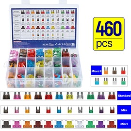 460PcsCar Fuses Assorted Set Van Bike Mini Standard Micro Blade Truck 2-40A Box