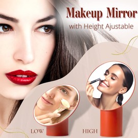 Makeup Mirror with Height Ajustable Tabletop Countertop Bathroom Stylish Mirror Brick Red