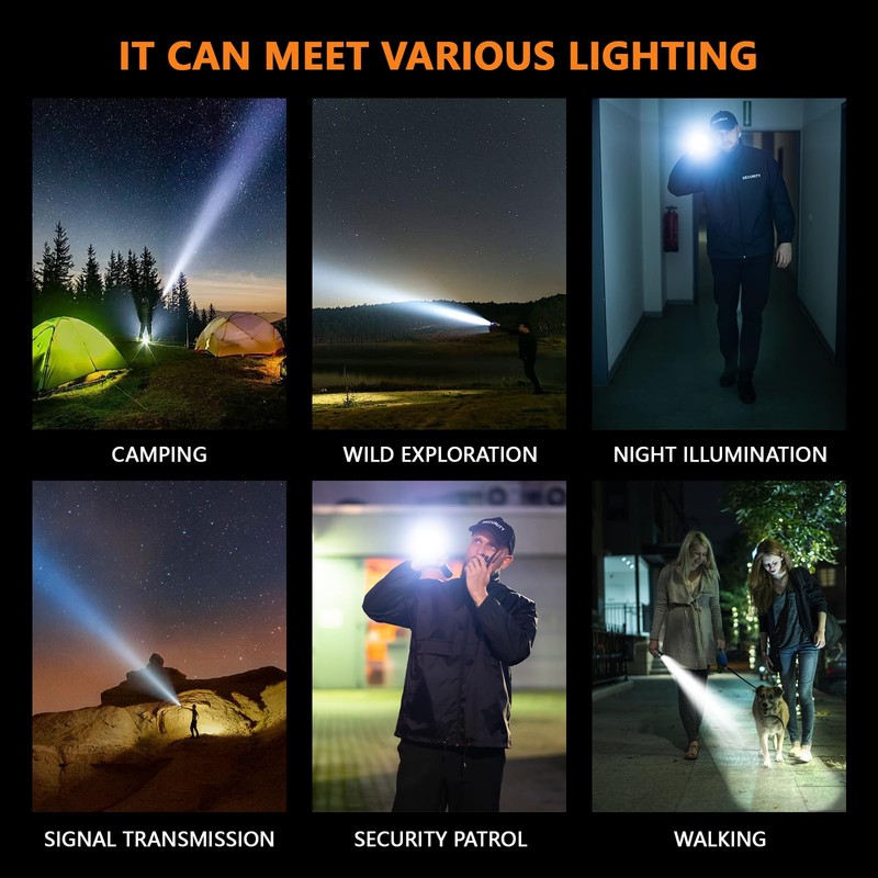 Rechargeable Led Flashlight High Lumens,30W Super Bright Flashlight,2000 Lumen Magnetic