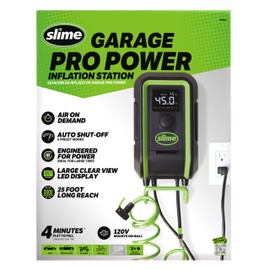 Slime 40082 Tire Inflator, Garage Pro Power, Inflation Station, Quiet, Powerful, 120v, Wall Mounted, Digital, 0-99psi