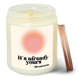 Likjad no Words just hugs Candle, Pink and Orange Decor Lavender Candle, Cool Girl Candles Positive Engagement Gifts for Women, It's Already Yours The Universe Scented Candles