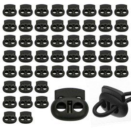 Toggles for Drawstrings, 50 Pcs Cord Locks Plastic Drawstring Toggle Cords Locks Black Double Holes Spring Toggle Lock for Drawstring Clothing