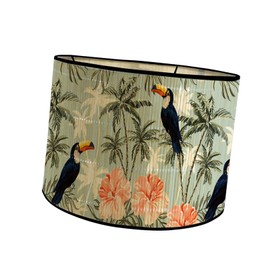 WeiLaiKeQi Bamboo Lamp Shades Drum Lamp Shade E27 Farmhouse Decorative Lampshade Japanese Lampshade for Table Lamps Desk Lamps, Flower Birds