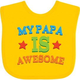 inktastic My Papa Is Awesome Baby Bib Yellow 1a116