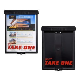 Outdoor Real Estate Brochure Box with Snap Close Lid, Take One Document Holder Can Hold 100, 8.5 x 11 Documents, Flyers, Literature and Other Outdoor Marketing Needs (Pack of 2, Black)