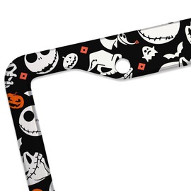 GENANY Horror Nightmare Skellington License Plate Frame for Car Truck Sedan SUV, Car Plate Frame, Durable Frame, Plastic License Frame, Horror License Plate Frame, Car Accessories,Christmas Car Gifts