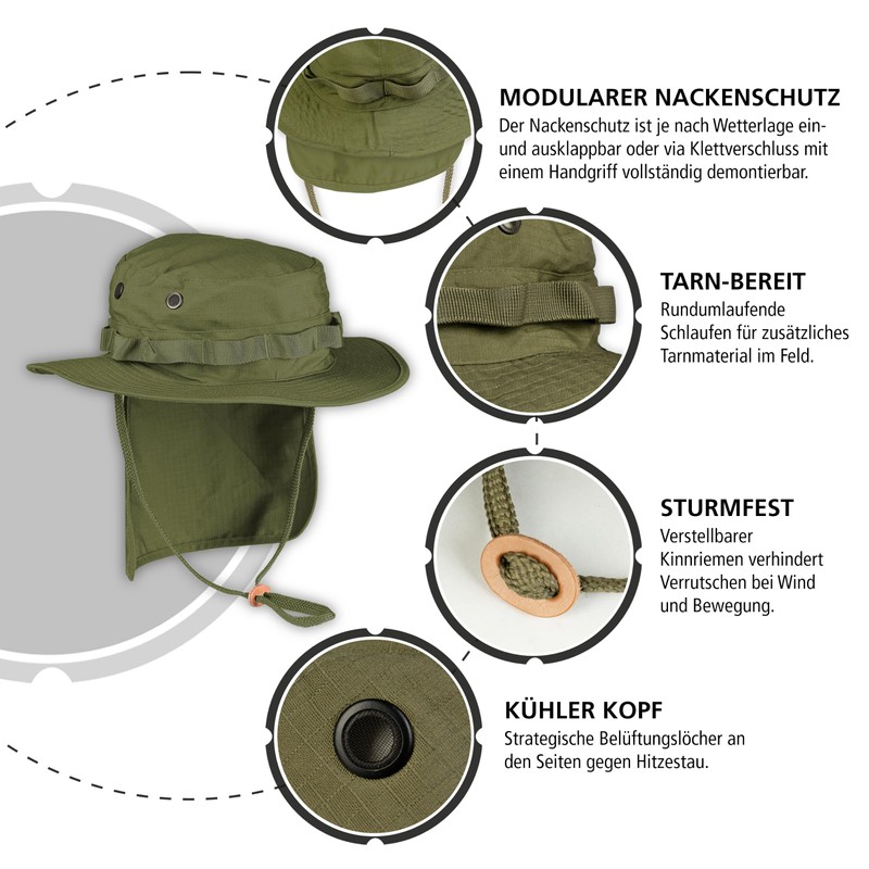 Miltec British Military Style Olive Drab Rip Stop boonie Hat
