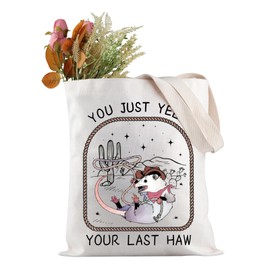 JXGZSO Funny Possum Tote Bag You Just Yee'd Your Last Haw Tote Bag Gift For Possum Lover Cowboy Possum Tote Bag (Last Haw Tote CA)