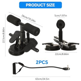 ELEPHANTBOAT® Asistente de Abdominales con Bandas de Resistencia, Entrenador con Doble Ventosa, Equipo Portátil para el Core con Pedales Antideslizant