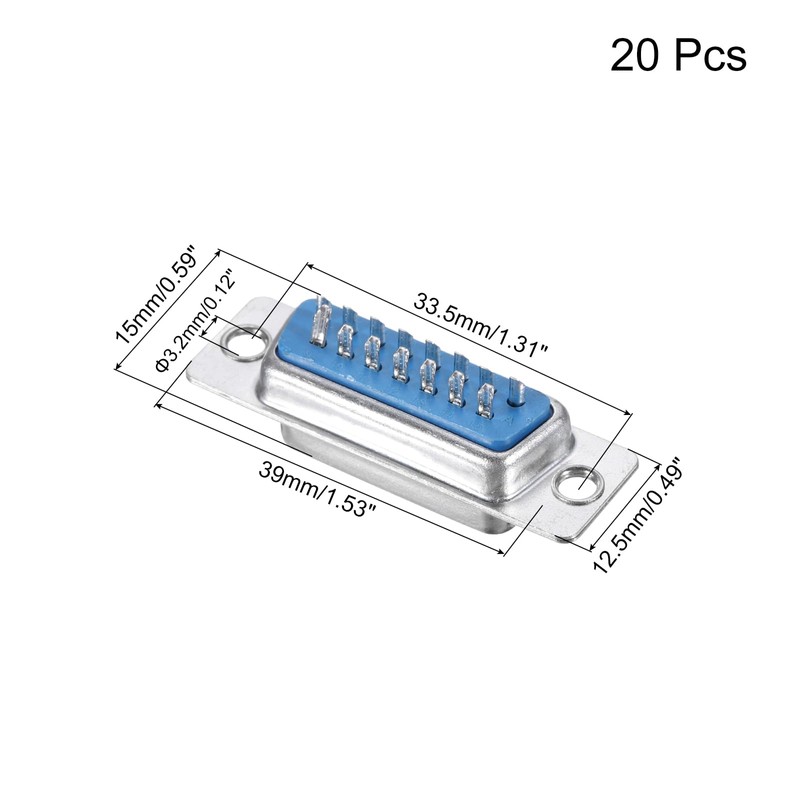 sourcing map D-sub Connector DB15 Female Socket 15-pin 2-Row Female