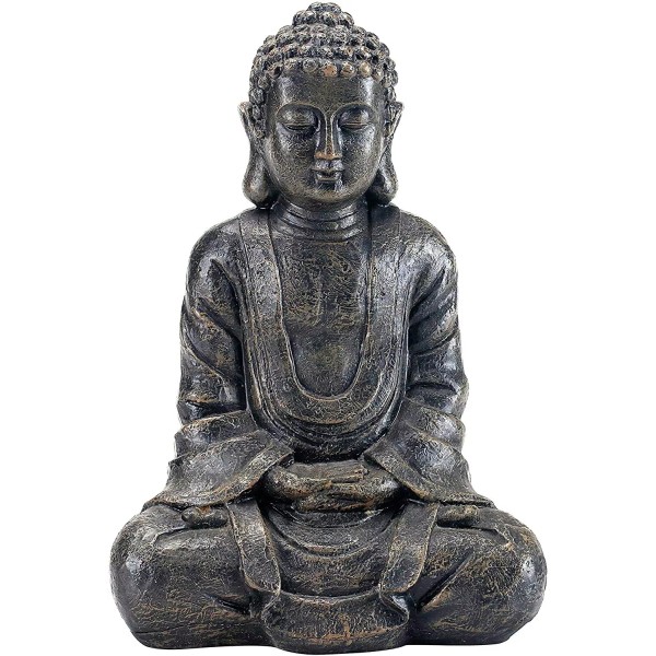 MyGift 12 inch Meditating Seated Buddha Statue Figurine with Rustic