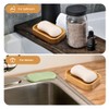 GUANJUNE Pack of 2 Natural Wood Bamboo Soap Dish Holder
