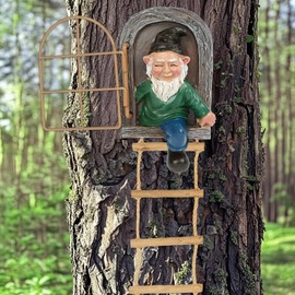 Garden Gnomes Decoration Outdoor Tree Faces Decor for Yard, Elf Out The Door Tree Hugger Resin Garden Sculpture Peeker Yard Art Ornament Whimsical Gnome Decor for Patio Yard Lawn