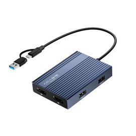 ACASIS USB C DisplayLink Adapter, 4K@60Hz DisplayPort Docking Station for Mac M1/M2/M3/M4,2 DP & 3 USB-A Ports, 100W PD Charging (Support Video Transmission)