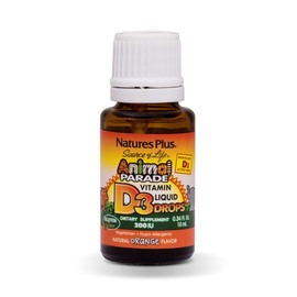 NaturesPlus Animal Parade Source of Life Liquid Vitamin D3 Drops for Children - 200 iu, 10 ML - Orange Flavor - Bone Health & Immune System Support Supplement - Gluten-Free, Vegetarian - 365 Servings