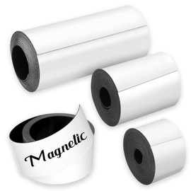 3 Pcs Dry Erase White Magnetic Tape, Magnet Roll Dry Erase Magnetic Strip 1'' 2'' 4''5.25 Ft Blank Magnetic - Sticky Labels and Stickers - Writable Flexible Magnet Sheet for Whiteboard Refrigerator
