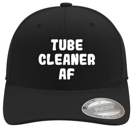 Tube Cleaner AF - Soft Flexfit Baseball Hat Cap, Black, Small/Medium