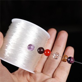 Elastic Jewellery Thread 2 Rolls 100 m Roll Transparent Beads Thread 0.6 mm 1 mm Bead Cord Elastic Band for Bracelets Invisible Tear-Resistant Nylon Cord for DIY Jewellery Stretchy Bracelet String