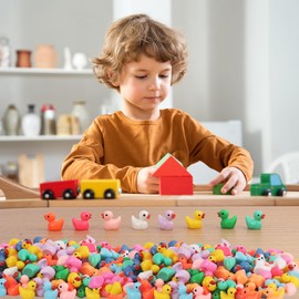 DZTIAN 15 Colors 150 Mini Resin Duck Garden Duck Class Activity Micro Landscape Decoration Ducklings Toy House Prank Christmas DIY Decoration Craft Birthday Party