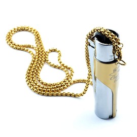 Kasher’s Cheech and Chong Metallic Lighter Necklace - Multipurpose Wearable Accessory with Metallic Lighter (Glossy Silver Lighter)