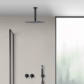 Ceiling Shower Arm With Flange, 8 inch(200MM), Square Showe Head Arm, Shower Head Arm, 1/2 NPT Tapered Threads, for Rainfall Shower Head,Oil Rubbed Bronze