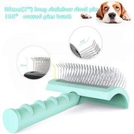 TinyPoint Large Slicker Brush for Dogs,Cats,Extra Long Pin Shedding Brush for Long Haired Dog,Cat, Pet Grooming Wire Brush for Thick Undercoat Curly Hair,25mm(1"),Green
