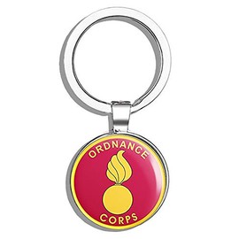HJ Media Round US Army Ordnance Corps Seal (u.s. Logo EOD) Metal Round Metal Key Chain Keychain Ring