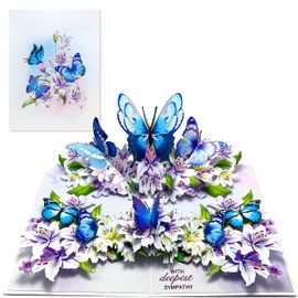 MeeSunnie Paper With Deepest Sympathy Card, Lily Pop Up Cards, Loss of Loved One, Pet, Mom, Dad, Child, Thinking Of You, Condolence, Bereavement, Grief (Lily and Butterfly)