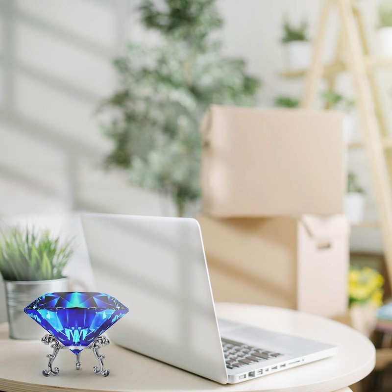 Hiziwimi 60mm Large Crystal Diamond Paperweight with Stand Jewels Wedding