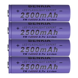 DQGG 3.7 Volt 14500 Rechargeable Battery 2500mAh Battery 4 Pack Large Capacity Batteries for LED Flashlight, Headlamps, Cameras, Doorbells etc