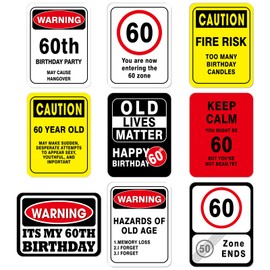 WERNNSAI 60th Birthday Decorations - 9 Pcs 60 Years Funny Signs 60s Decorations 60th Party Banner Centerpieces Door Wall Windows Decor Picture Props for Men Women 60th Birthday Supplies