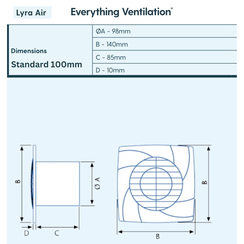 Low Profile Axial Bathroom Extractor Fan | Wall or Ceiling