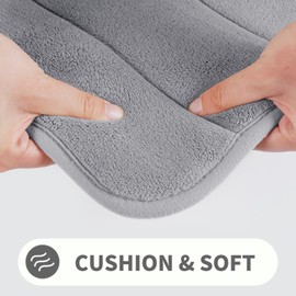 Yimobra Memory Foam Bath Mat Large Size, 51 x 81 cm, Soft and Comfortable, Super Water Absorption, Non-Slip, Thick, Machine Wash, Easier to Dry for Bathroom Floor Rug, Grey