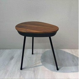 ERRISAZA Modern Round Side Table with Bluetooth Speaker, Wireless Phone Charging, Walnut Top, Black Metal Legs