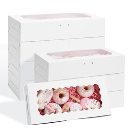 VGOODALL VGOODALL 30PCS Cookie Boxes,12x5.5x2.6Inches White Bakery Boxes with Window Cupcake Containers for Pastry Candy Cupcake Strawberry, Party Supplies